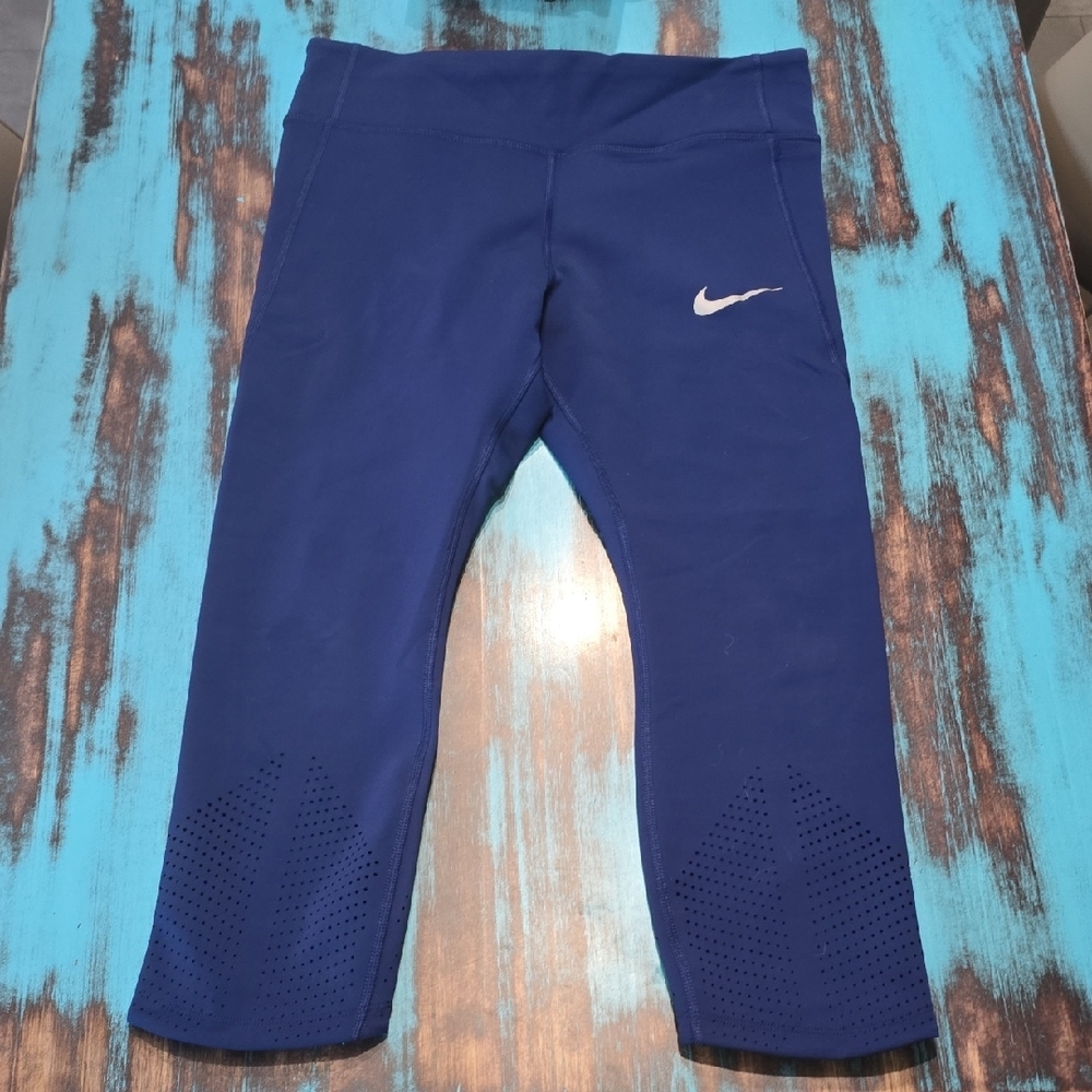 Nike Blue Leggings Athletic Stretchy Fit